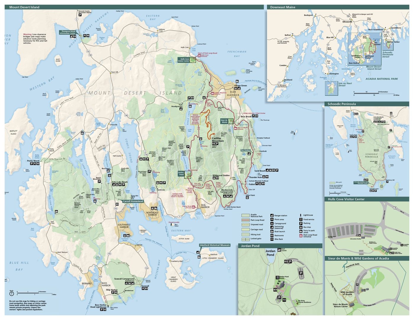 Acadia National Park orientation map of Mount Desert Island