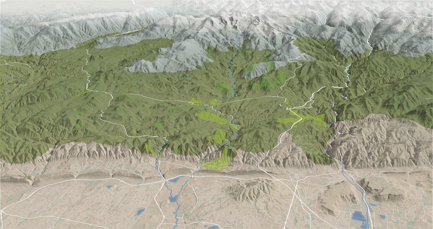 Front Range panorama with the montane life zone highlighted