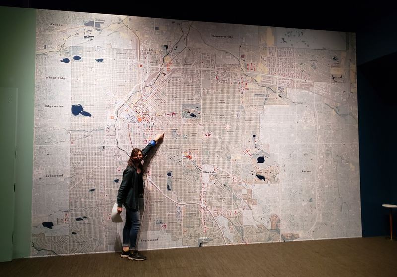 The 12 by 17 foot Denver wall map installed at History Colorado
