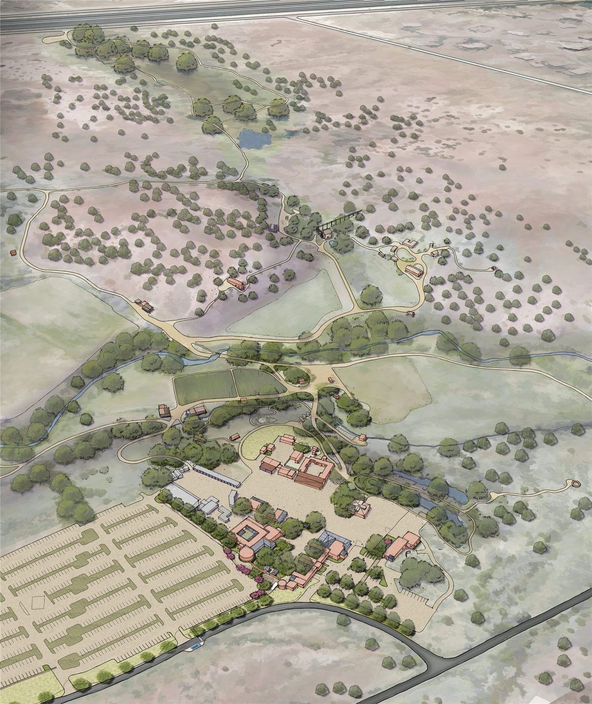 3D wayfinding map of El Rancho de las Golondrinas