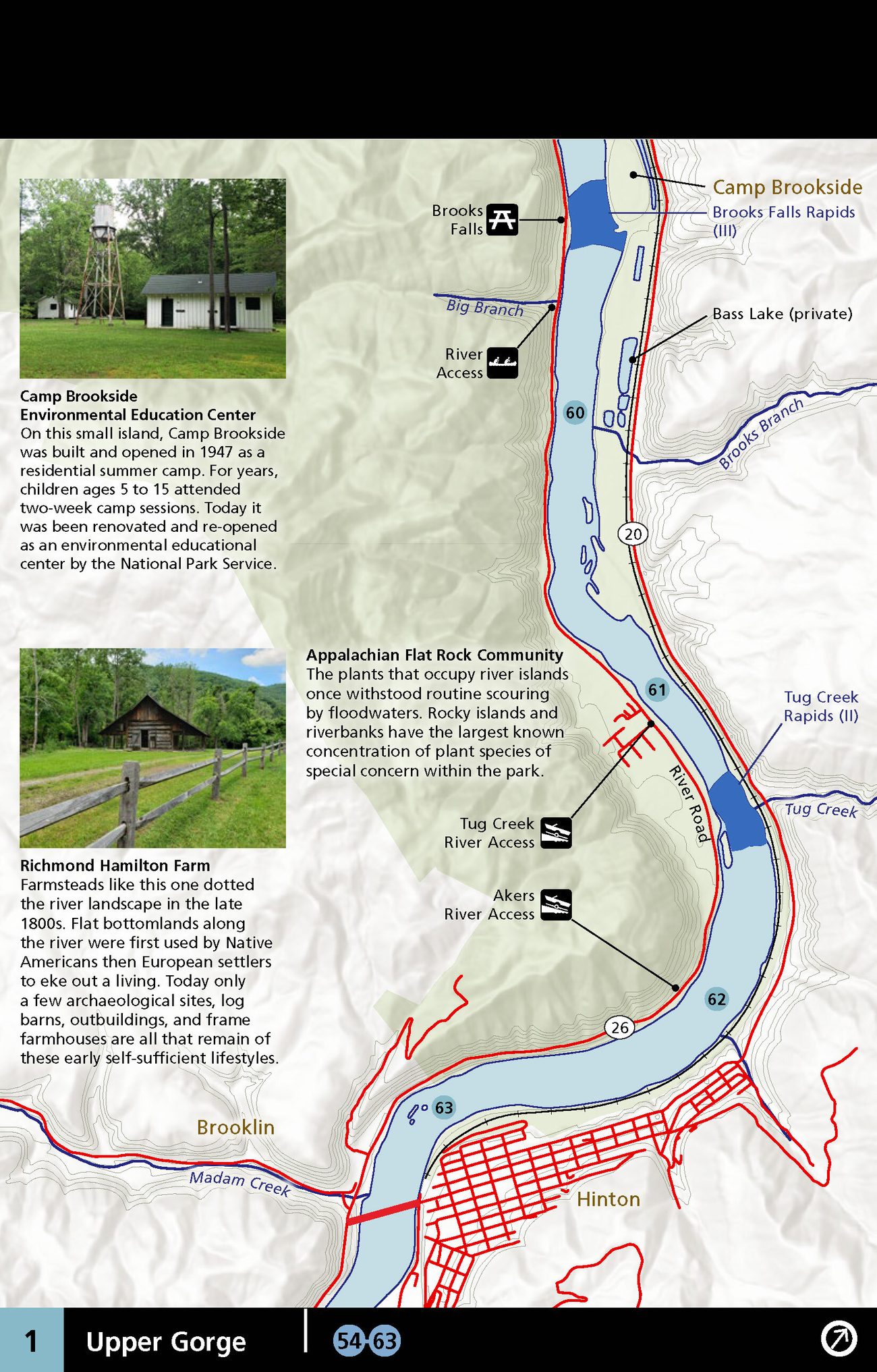 Page from the New River Gorge river map and guide